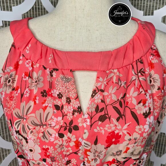 Rabbitt Rabbit Rabbit Designs Coral Floral Keyhole Chiffon Maxi Dress Size 12 - Picture 6 of 16